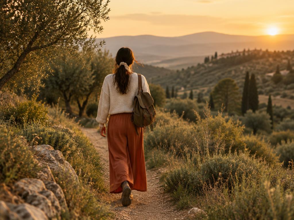 Mujer caminando con calma para representar una constancia sostenible